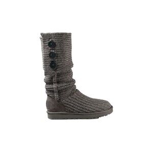UGG AUSTRALIA Classic Cardy Gray Boots Chunky Sweater Knit Size US 7